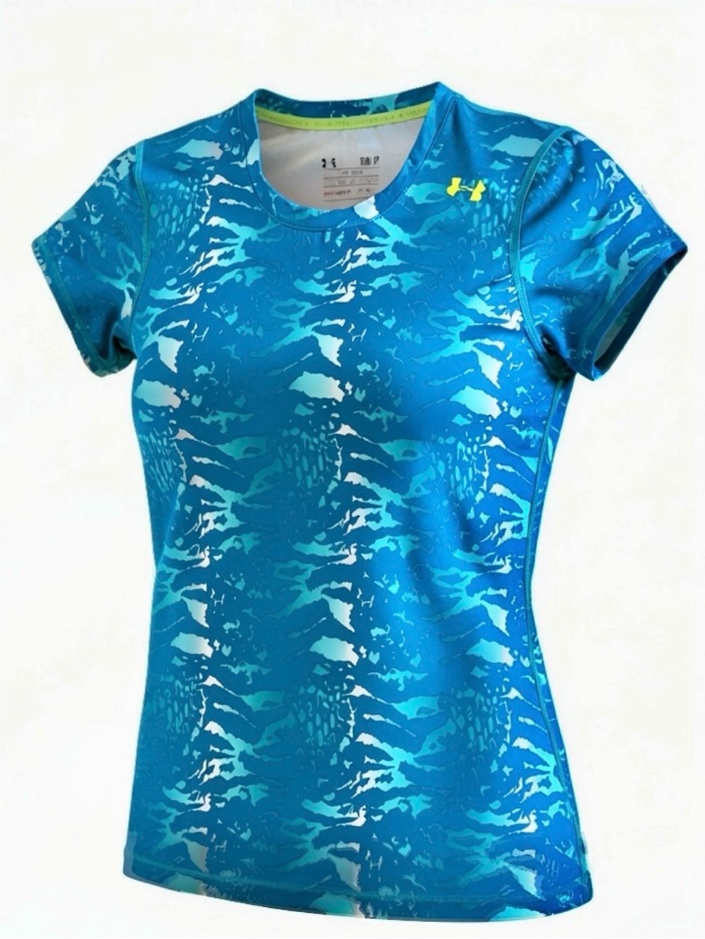 Under Armour Women's Turquoise Blue Animal Print Short Sleeve Tee. Sz. S